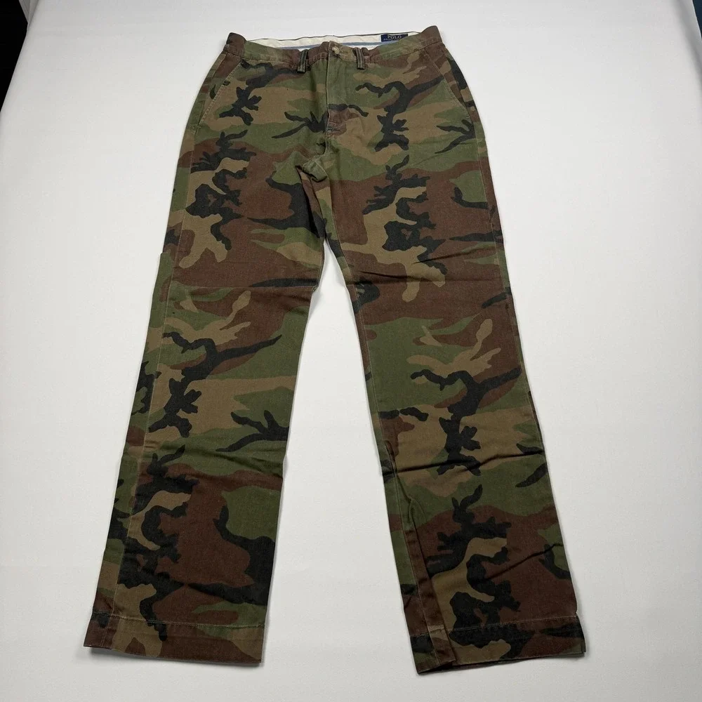 Polo Ralph Lauren Pants Mens 32x32 Green Camo Chino Classic Fit Casual Army